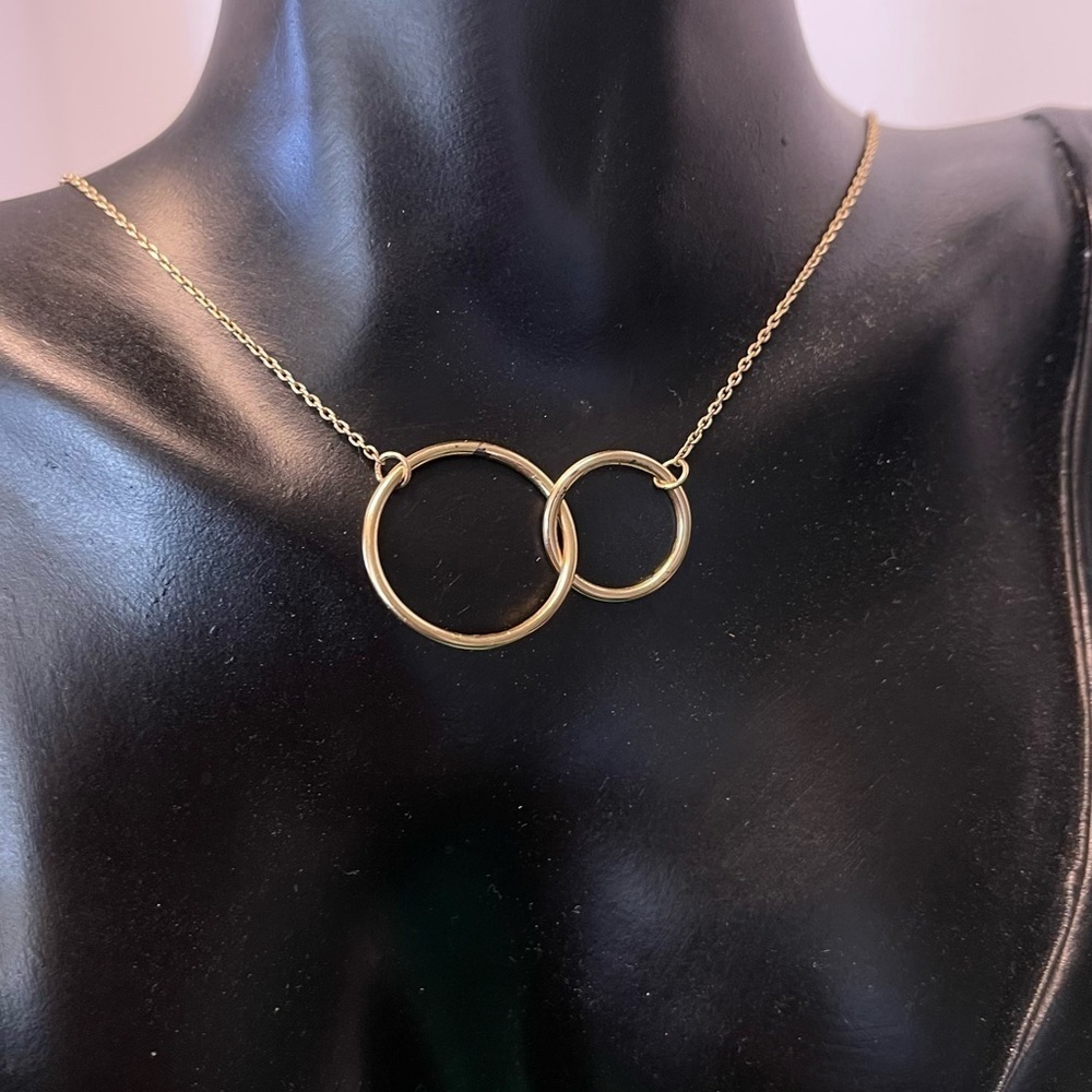 Minimal 925 interlocked circle sterling silver gold plated necklace